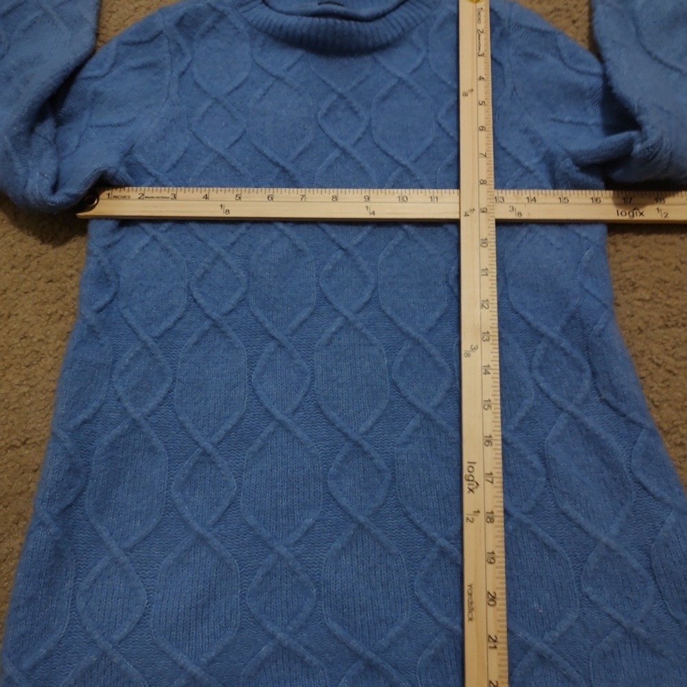 Talbots Petite Cable Knit Cashmere‎ Sweater Blue Women P Pullover Long Sleeve